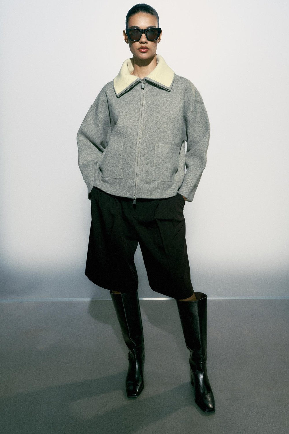 BELORA Anouk grey knit cardigan