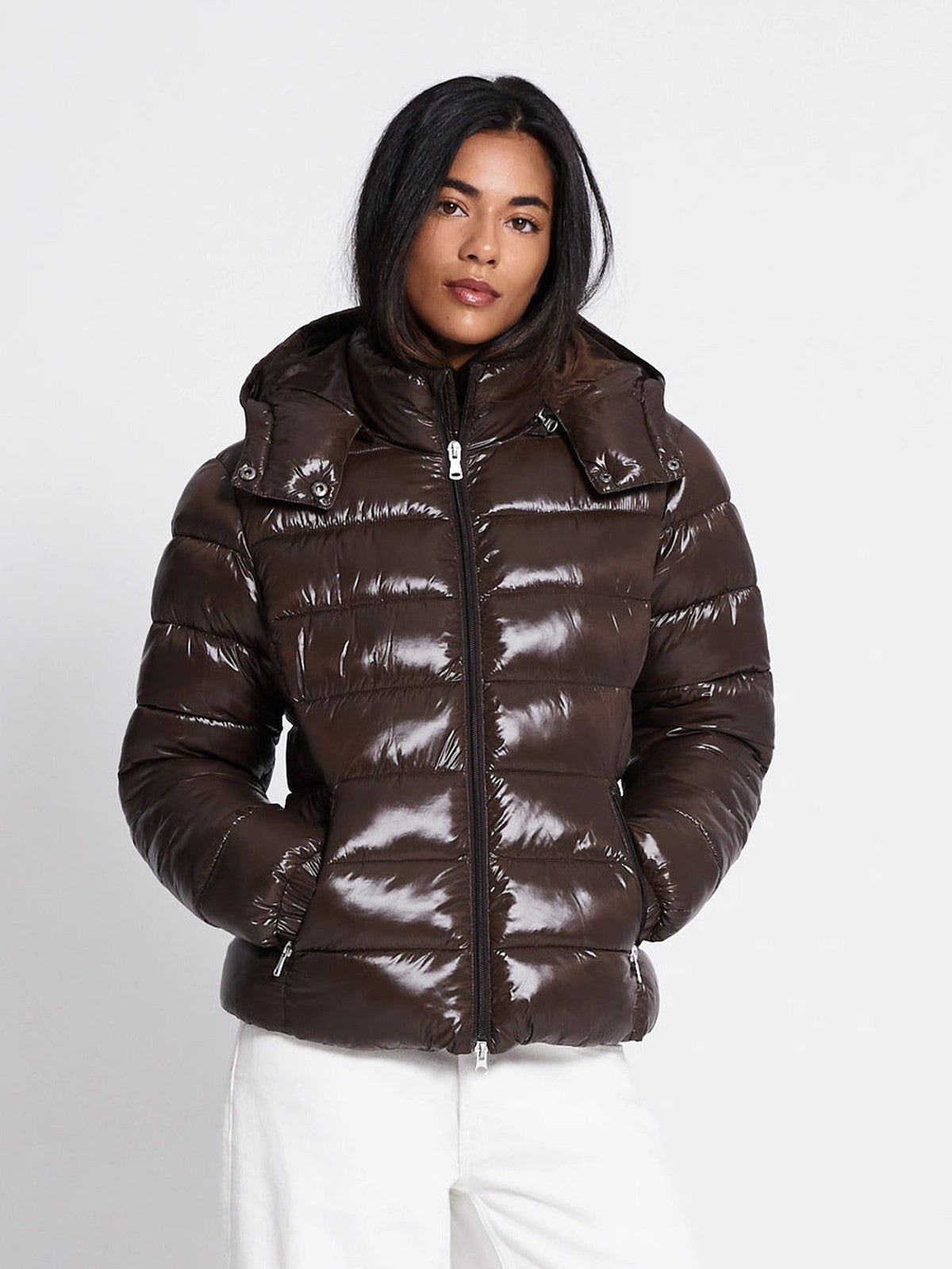 BELORA Emma cropped puffer jacket in brown
