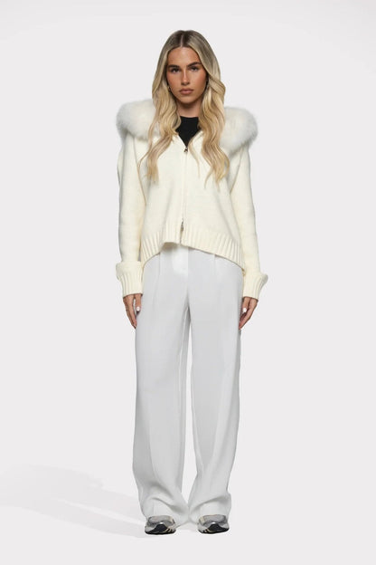 BELORA Ophélie hooded knit jacket white front